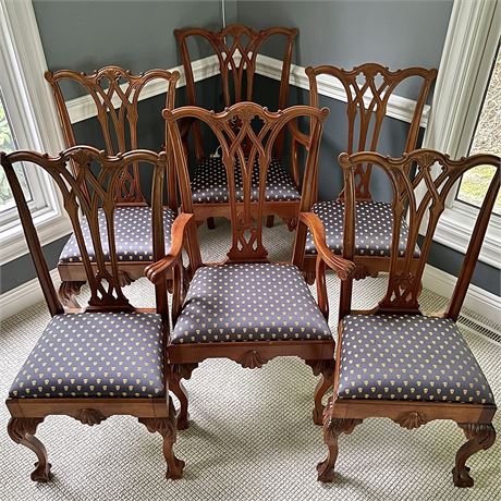 (6) Antique Chippendale Style Ball & Claw Footed Dining Chairs