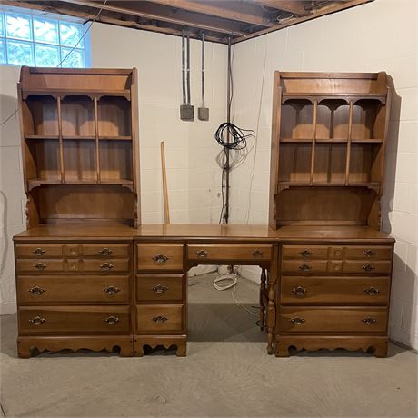 5-piece Wall Unit (2 Dressers, 1 Desk and 2 Hutch Tops - as separated)