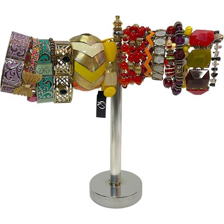 Collection of Costume Bracelets on 2-Arm Stand