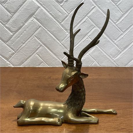 Mid Century Brass Deer Sculpture