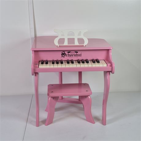 Schoenhut 18-Key Pink Mini Baby Grand Toy Piano w/ Stool