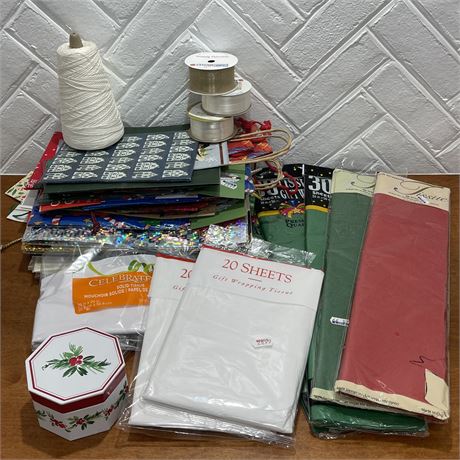 Large Quantity of Christmas Wrapping and Gifting Items