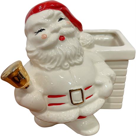 Vintage Glazed Ceramic Santa Claus Planter