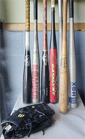 Lot of (5) Game-Used Louisville Slugger & Old Hickory Baseball