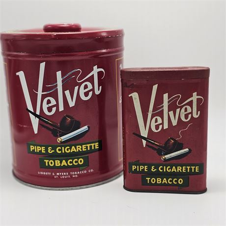 Vintage Red Velvet Tobacco Tins (2)