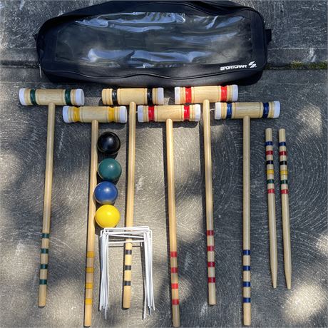 Sportcraft 6-Player Wooden Croquet Set w/ Travel Bag - Missing Two Balls