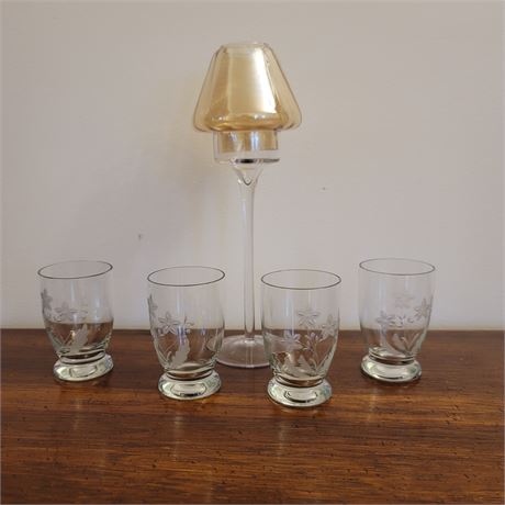 Cordial Glasses and Tea Light Candle Holder
