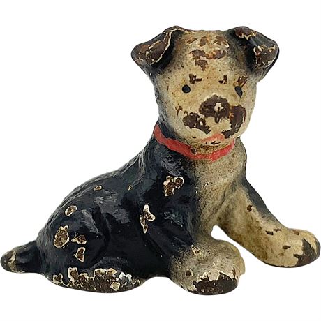 Vtg Miniature Hubley Terrier Dog Cast Iron Figurine