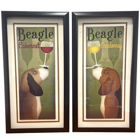 Ryan Fowler Beagle Cabernet and Chardonnay Framed Art Prints