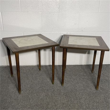 Pair of MCM Formica Top Tapered Legs End Tables