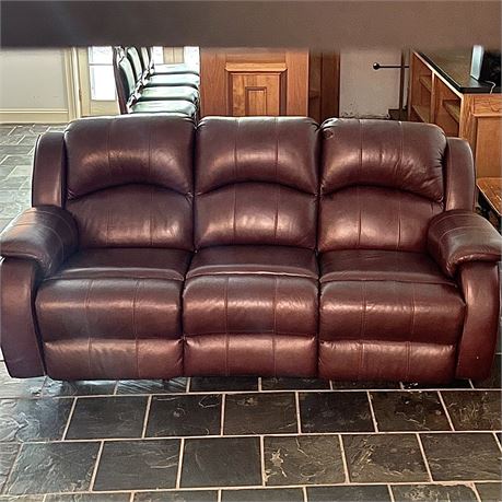 American Signature Dual Power Reclining Faux Leather Sofa