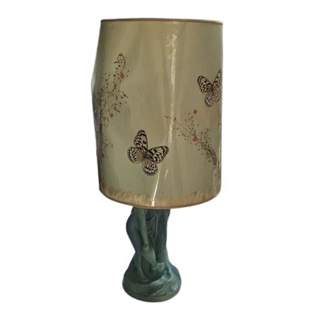 Vintage Van Briggle Pottery "Rebecca at the Well" ceramic table lamp. Shade