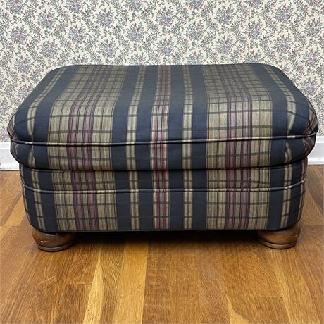 Plaid Upholstered Ottoman
