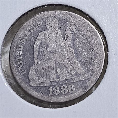 1886  Seated Liberty Silver Dime.