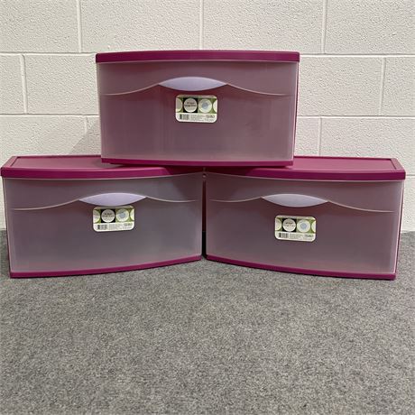 3 New Stackable 45 Quart Storage Drawers