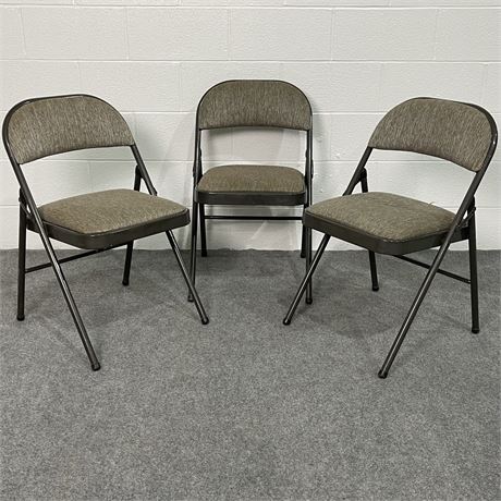 Set of Three Cushioned Folding Chairs