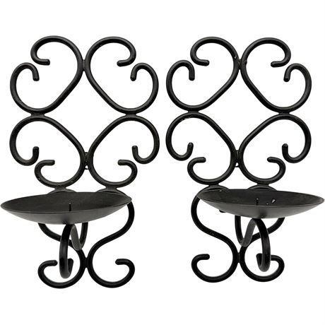 Pair of Cast Iron Wall Sconce Candle Holders