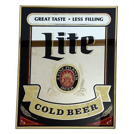 Vtg Miller Lite Cold Beer Mirror Wall Hanging