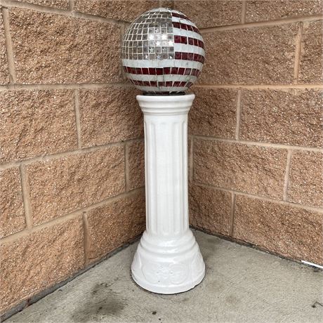 Mosaic Patriotic Gazing Ball on Pedestal