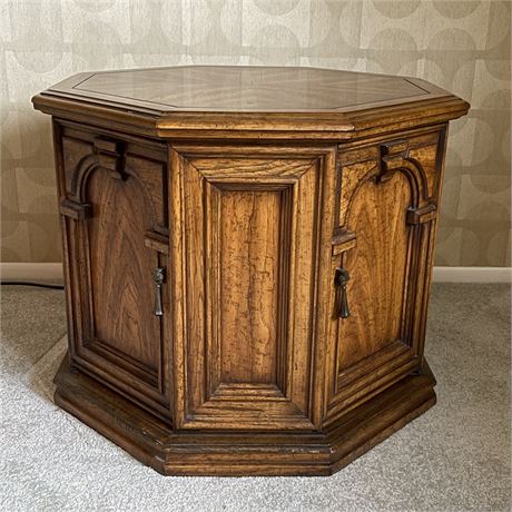 Vtg Octagonal Commode End Table