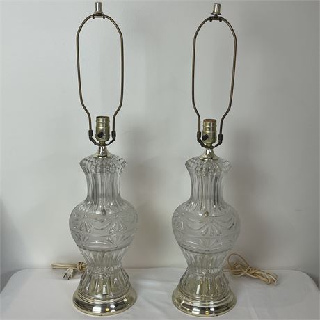 Pair of Vintage Kristal Zajecar 24% Lead Crystal Lamps