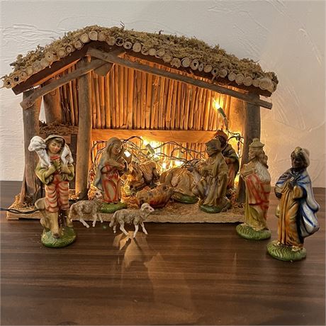 Vintage Sears/Roebuck 12 pc. Nativity Set with Ceramic Figurines