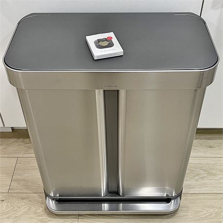 Simple Human Stainless Steel Hands Free Dual Compartment Recycle/Trash Bin