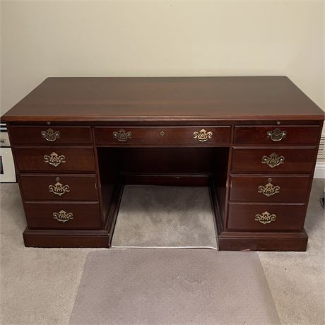 Solid Wood Dest with File Drawers on Both Sides by Knob Creek