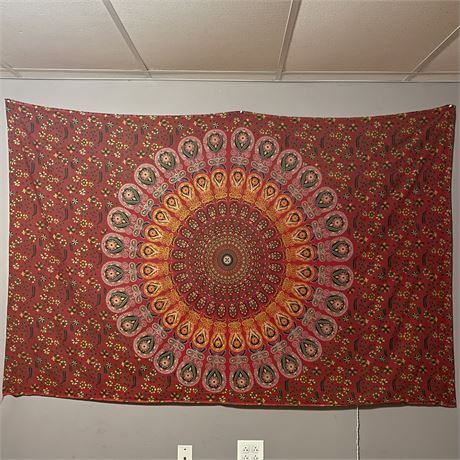 Hippie Mandala Peacock Feathers Wall Hanging Tapestry