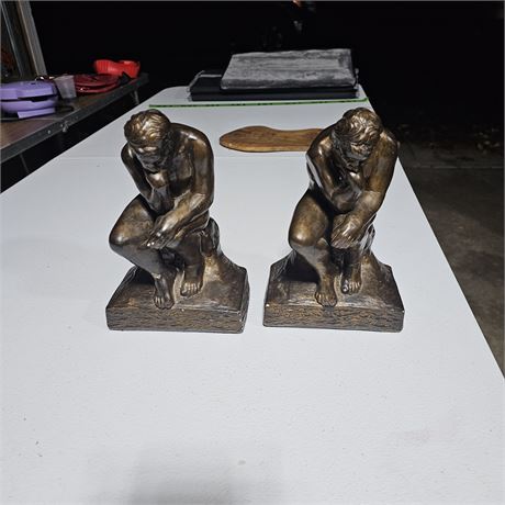 Pair of bookends depicting Auguste Rodin's famous sculpture, The Thinker.