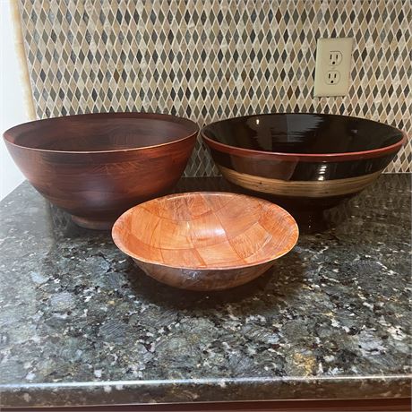 Wood and Plastic Serving Bowls