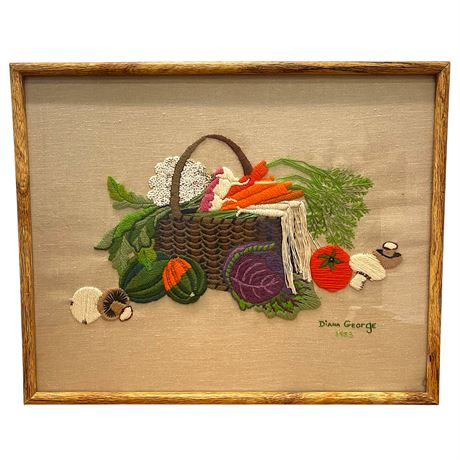 1983 Diana George Crewel Embroidered Wall Hanging