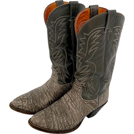 Vtg Nocona Elephant Skin & Leather Cowboy Boots - Size 9