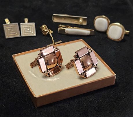 Men's Vintage Cuff Links and Tie Clips