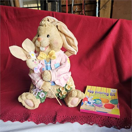 Vintage Flocked Resin Easter Bunny