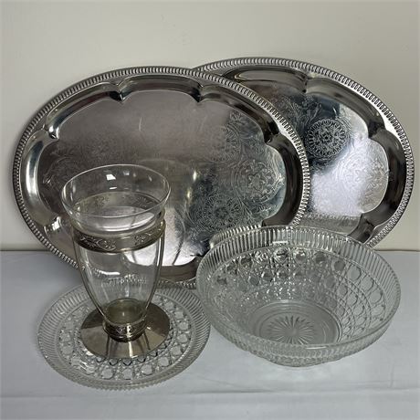 FTD Glass and Silver-Plated Glass with Coordinated Serving and Centerpieces