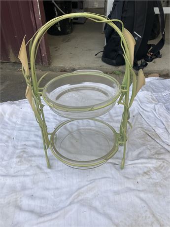 Two-tiered stand with glass bowls, serving stand,