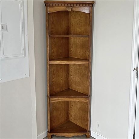 Vtg Solid Wood Corner Shelf