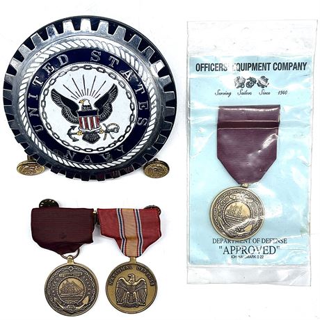 US Navy Combat Action Ribbon Medals with Medallions
