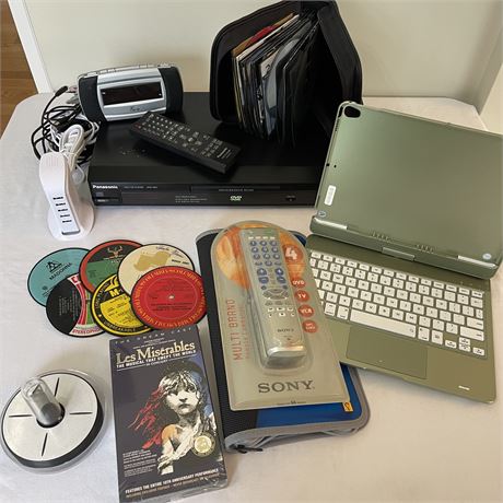 Electronics Lot w/ Music Inspired Coasters, DVD Player, Alarm Clock, CDs & More