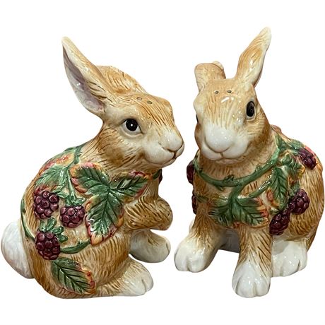 Fitz & Floyd Essentials Blackberry Rabbit Salt and Pepper Shakers