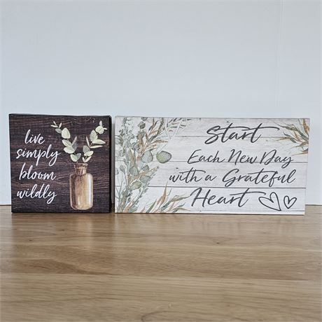 (2) Canvas Wall Art Plaques