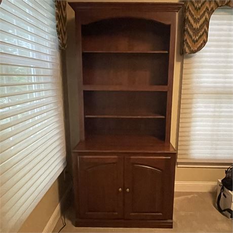 Solid Wood Bookcase with Storage Cabinet