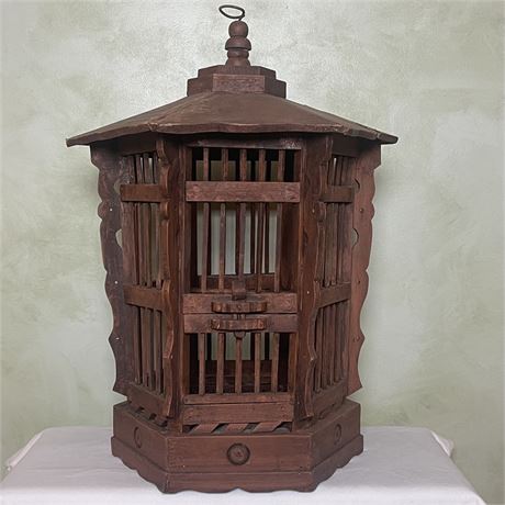 Antique Solid Wood Decorative Bird Cage