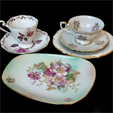 Schumann Arzberg 3-Piece China Tea Set & Tray with Royal Standard Cup and Saucer