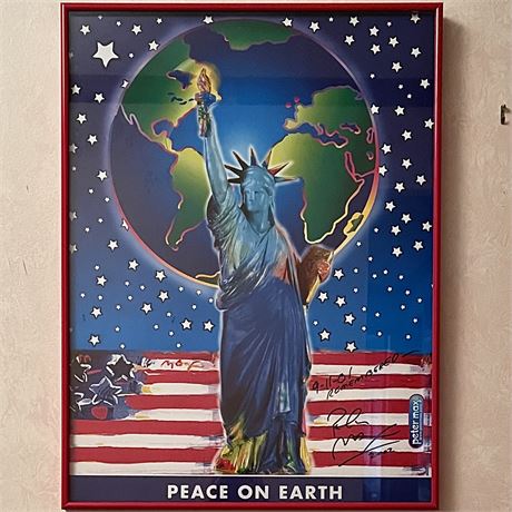 Signed Peter Max Peace on Earth Framed Poster (Personalized)