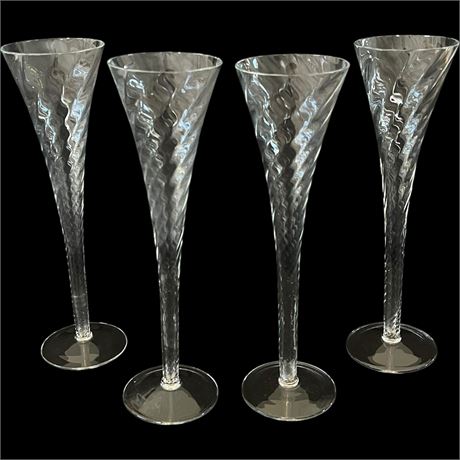 (4) Optic Twirl Champagne Flutes
