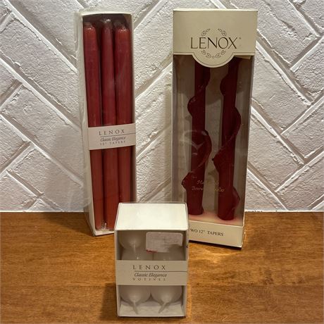 Lenox Candles with Candlesticks, Twisted Candles and Votives