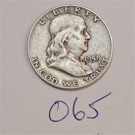 1959 Benjamin Franklin Silver Half Dollar Coin