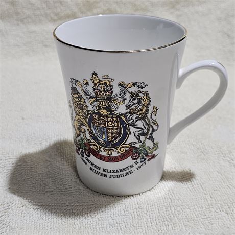 Commemorative mug celebrating the Silver Jubilee of Queen Elizabeth II in 1977.